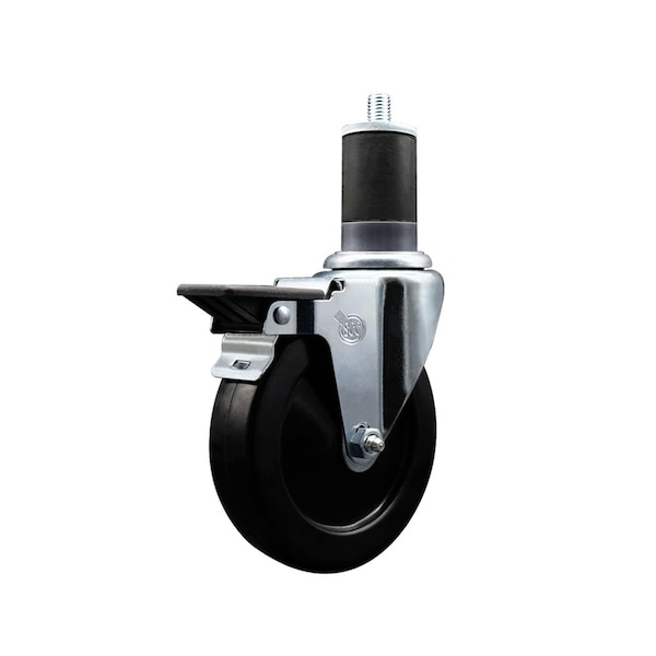 5'' Hard Rubber Swivel 1-5/8'' Expanding Stem Caster with Brake
